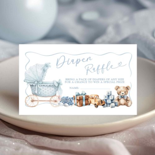 Blue Coquette Carriage Baby Shower Diaper Raffle