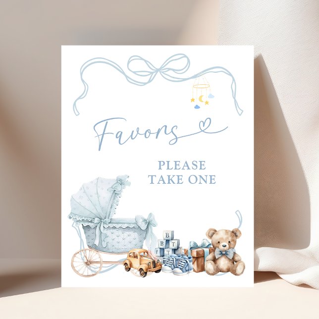 Blue Coquette Carriage Baby Shower Favors Poster (Creator Uploaded)
