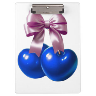 Blue Coquette Cherry Bow Aesthetic Soft Life Clipboard