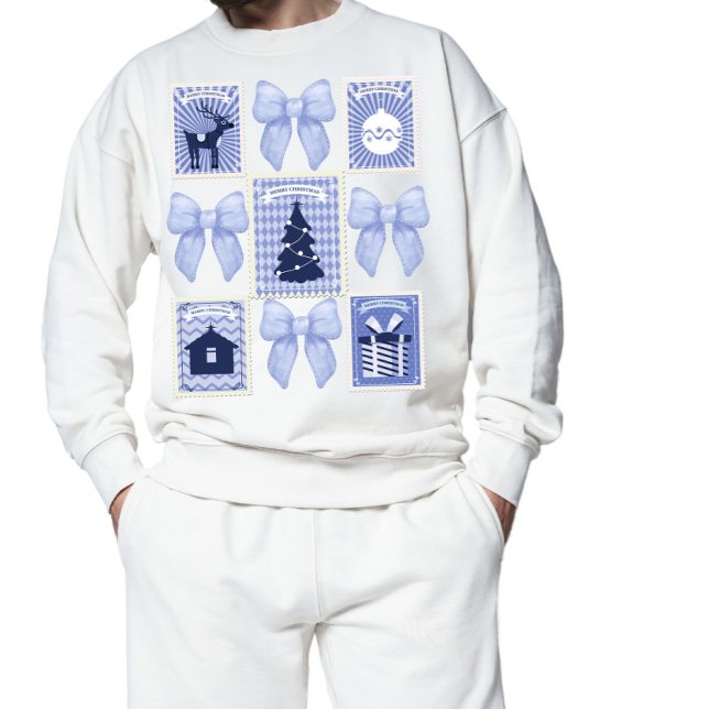 Blue Coquette Christmas Postal Stamp Sweatshirt (Creator Uploaded)