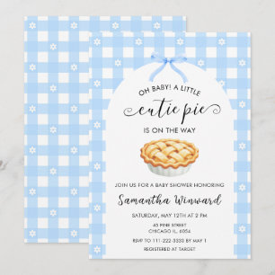 Blue Coquette Cutie Pie Baby Shower Invitation