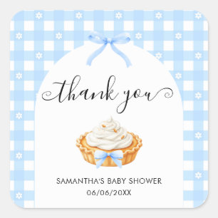 Blue Coquette Fall Pie Baby Shower Thank You Square Sticker
