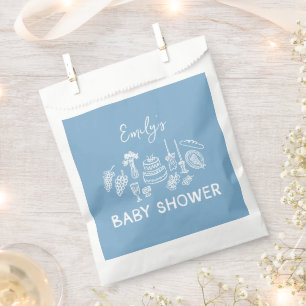 Blue coquette modern hand drawn baby shower favor bag