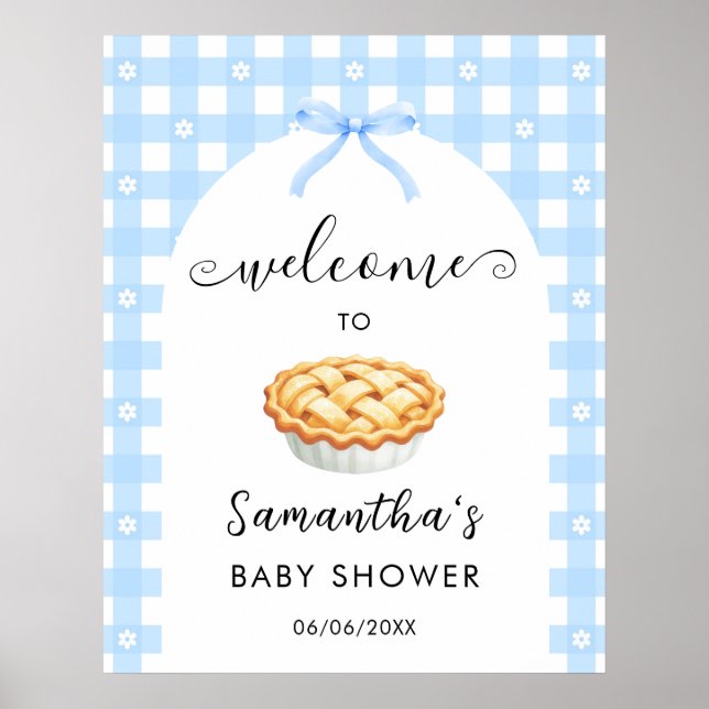 Blue Coquette Pie Baby Shower Welcome Poster (Front)