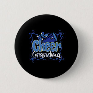 Blue Coquette Pom Poms Bow Cheer Grandma G-ma Chee Button