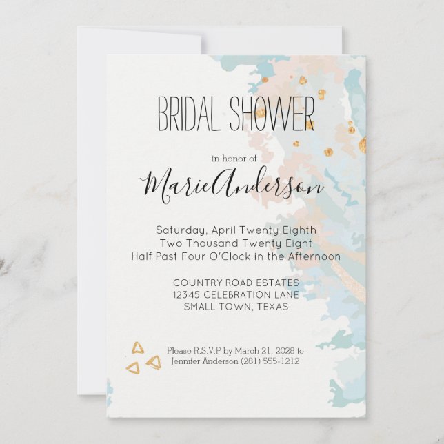 Blue Coral Abstract Invitation (Front)