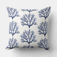 Blue Coral Accent Pillow | Coastal Throw Pillows