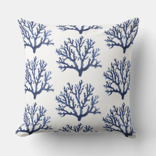 Blue Coral Accent Pillow   Coastal Throw Pillows