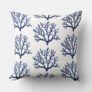 Blue Coral Accent Pillow | Coastal Throw Pillows