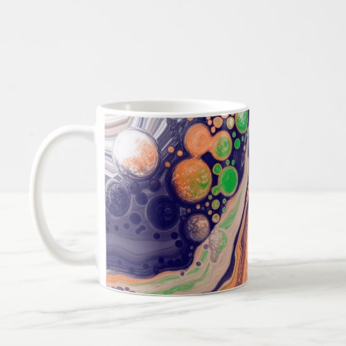 Blue Coral and Green Pour Painting Fluid Art   Coffee Mug