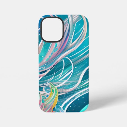 Blue Coral Beachy Abstract Art iPhone 12 Mini Case