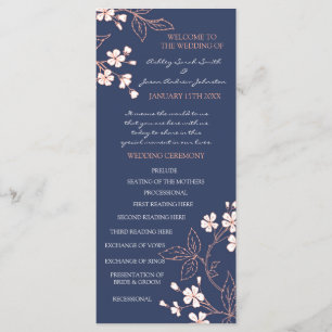 Blue Coral Floral Wedding Program
