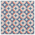 Blue &amp; Coral Geometric Pattern Fabric