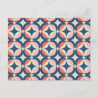 Blue & Coral Geometric Pattern Holiday Postcard