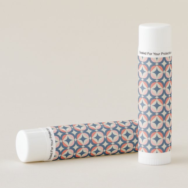 Blue & Coral Geometric Pattern Lip Balm (Front)