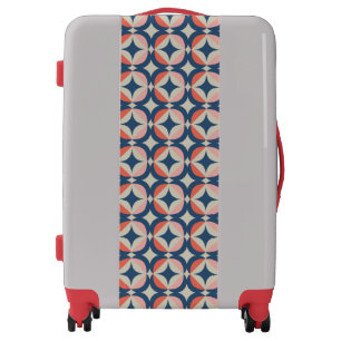 Blue & Coral Geometric Pattern Luggage