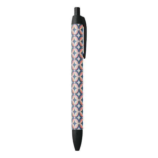 Blue & Coral Geometric Pattern Pen (Bottom (Vertical))