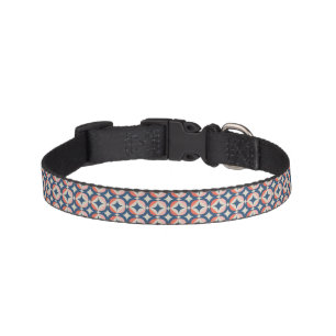 Blue & Coral Geometric Pattern Pet Collar