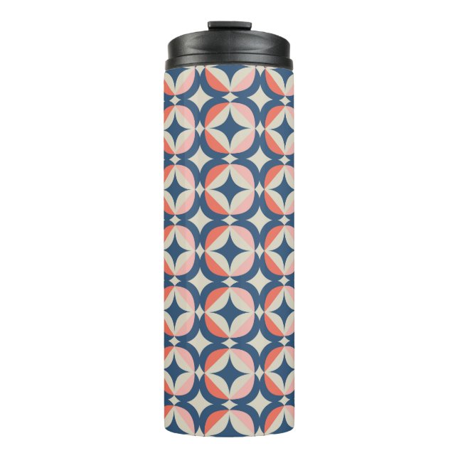 Blue & Coral Geometric Pattern Thermal Tumbler (Front)