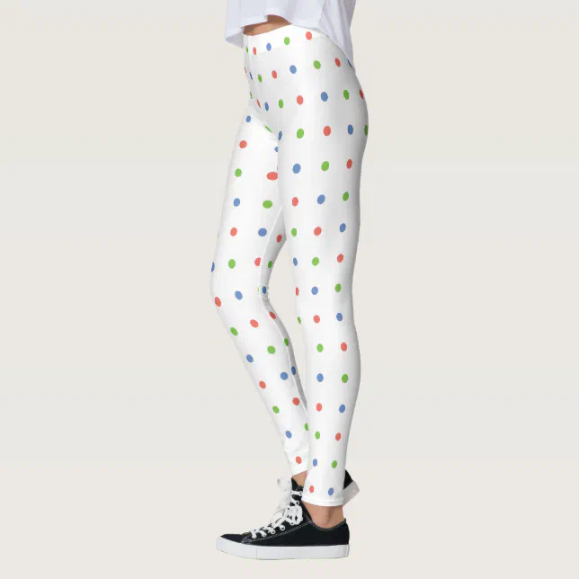 White and Teal Polka Dot Men's Leggings main image 1