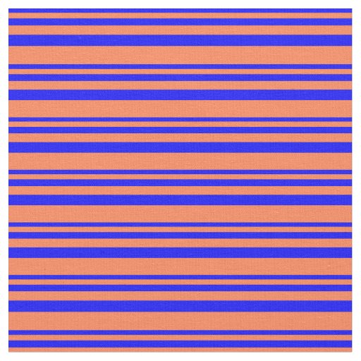 Blue & Coral Lined Pattern Fabric