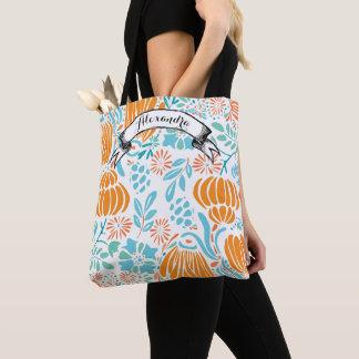 Blue, Coral & Mint Modern Floral Tote Bag