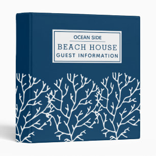 Blue Coral Pattern - Beach House Guest Information 3 Ring Binder