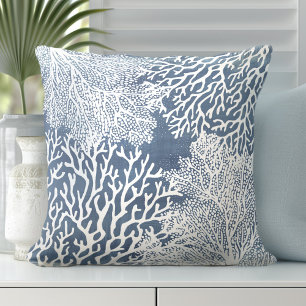 Blue Coral Pillow Coastal Style