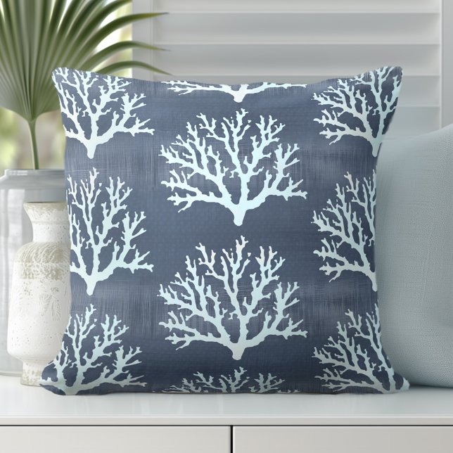 Blue Coral Pillow | Coastal Throw Pillows (Creator Uploaded)