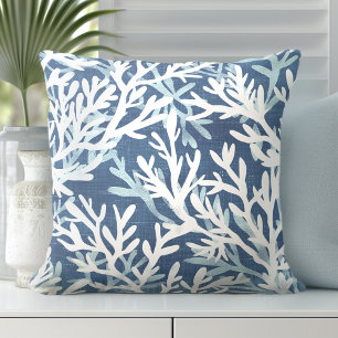 Blue Coral Pillow Coral Decorative Pillows