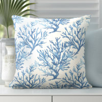 Blue Coral Pillow | Coral Throw Pillows