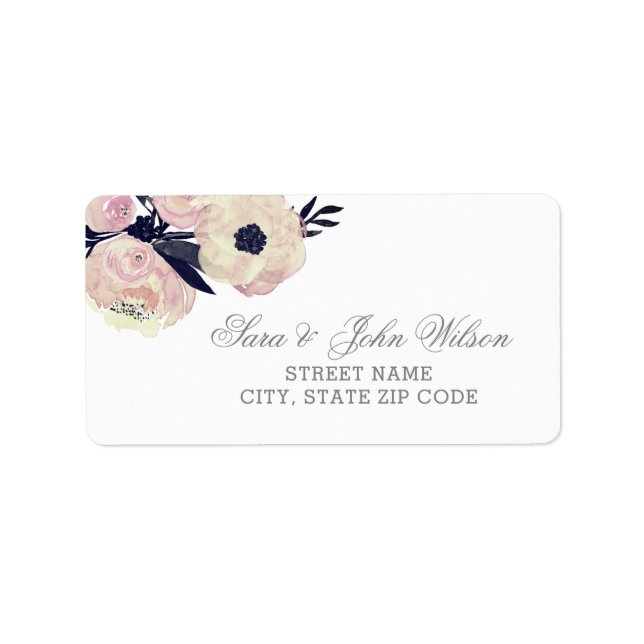 Blue & Coral Pink Floral Spring address labels (Front)