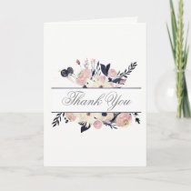 Blue Coral Pink Floral Spring Wedding thank you