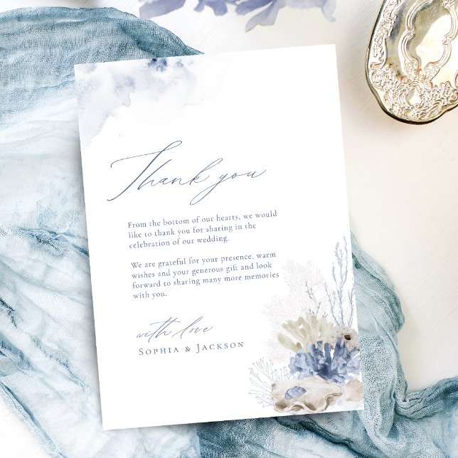 Blue coral & seashells beach themed Thank You (Blue coral & seashells beach themed Thank You)