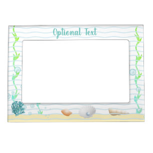 Blue Coral, Seashells & Blue Pearl Magnetic Frame
