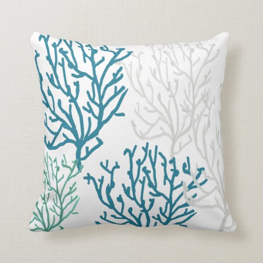 Blue Coral Throw Pillow