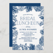 Blue Corals Frame Summer Bridal Luncheon Invitation (Front/Back)
