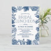 Blue Corals Frame Summer Bridal Luncheon Invitation (Standing Front)