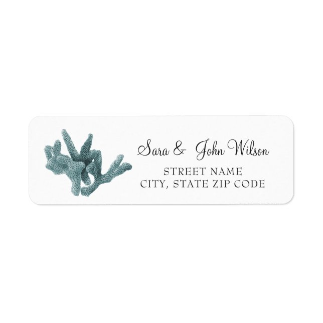 Blue Corals Under The Sea Wedding address labels (Front)