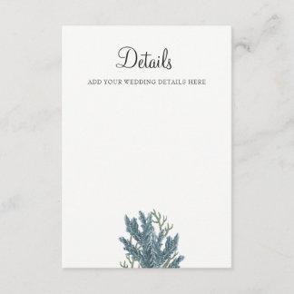 Blue Corals Under The Sea Wedding  Enclosure Card