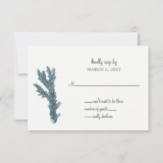 Blue Corals Under The Sea Wedding Invitation rsvp