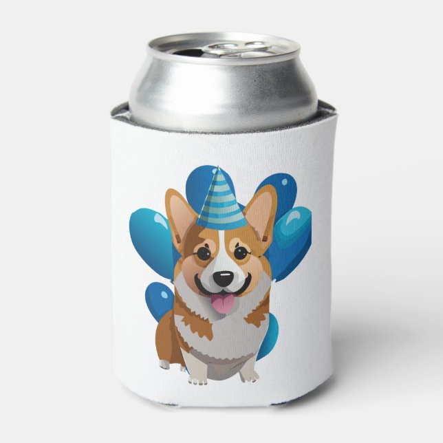 Blue Corgi Birthday Classic T-Shirt (1) Can Cooler (Can Front)