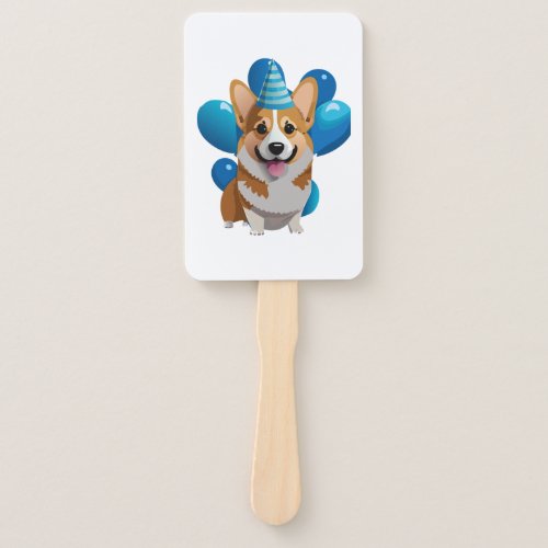 Blue Corgi Birthday Classic T_Shirt 1 Hand Fan