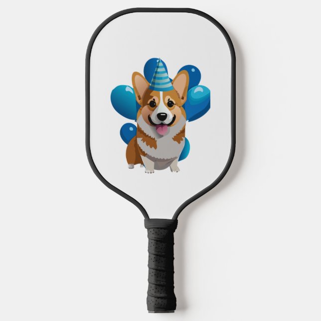 Blue Corgi Birthday Classic T-Shirt (1) Pickleball Paddle (Front)