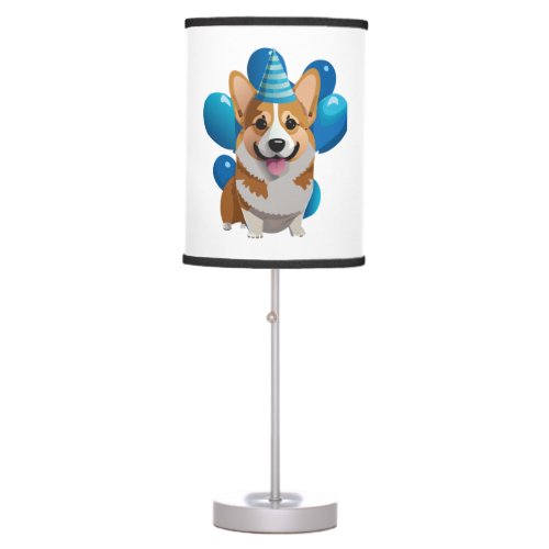 Blue Corgi Birthday Classic T_Shirt 1 Table Lamp