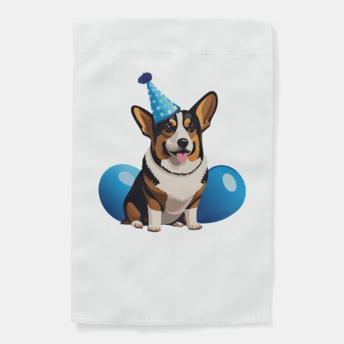 Blue Corgi Birthday Classic T_Shirt Garden Flag