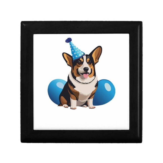 Blue Corgi Birthday Classic T-Shirt Gift Box (Front)