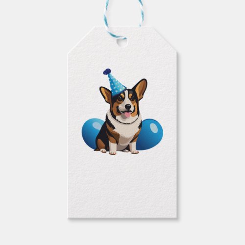 Blue Corgi Birthday Classic T_Shirt Gift Tags