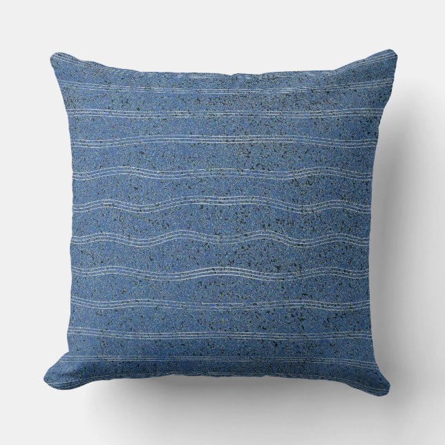 Blue Cork Texture with White Lines Throw Pillow (Front)