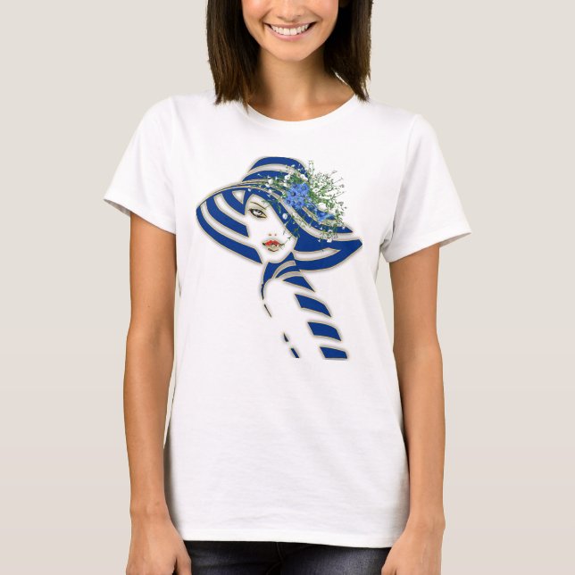Blue Corn Flowers & White Roses Wedding T-Shirt (Front)